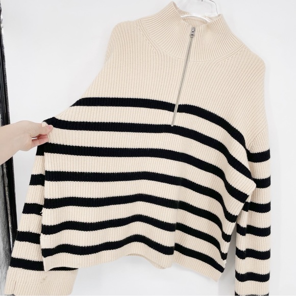 & Other Stories Half-Zip Striped Oversized Boxy Sweater Large Stockholm Atelier - Picture 2 of 12